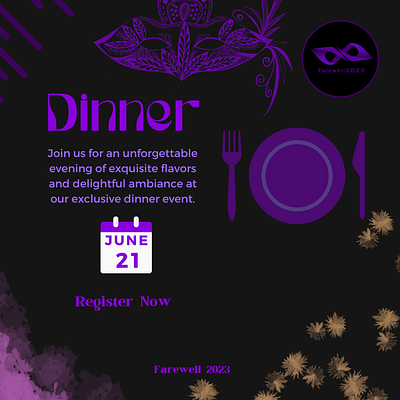 poster for masquerade dinner party adobe illustrator branding design dinner poster graphic design motion graphics party poster purple poster social media poster