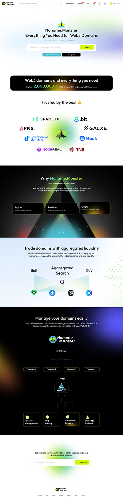 Web3 Domain Service .bnb .eth domain marketplace ui web3