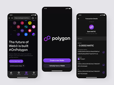 Polygon Wallet Concept crypto wallet ethereum matic mobile app polygon polygon wallet product wallet web3 web3 wallet