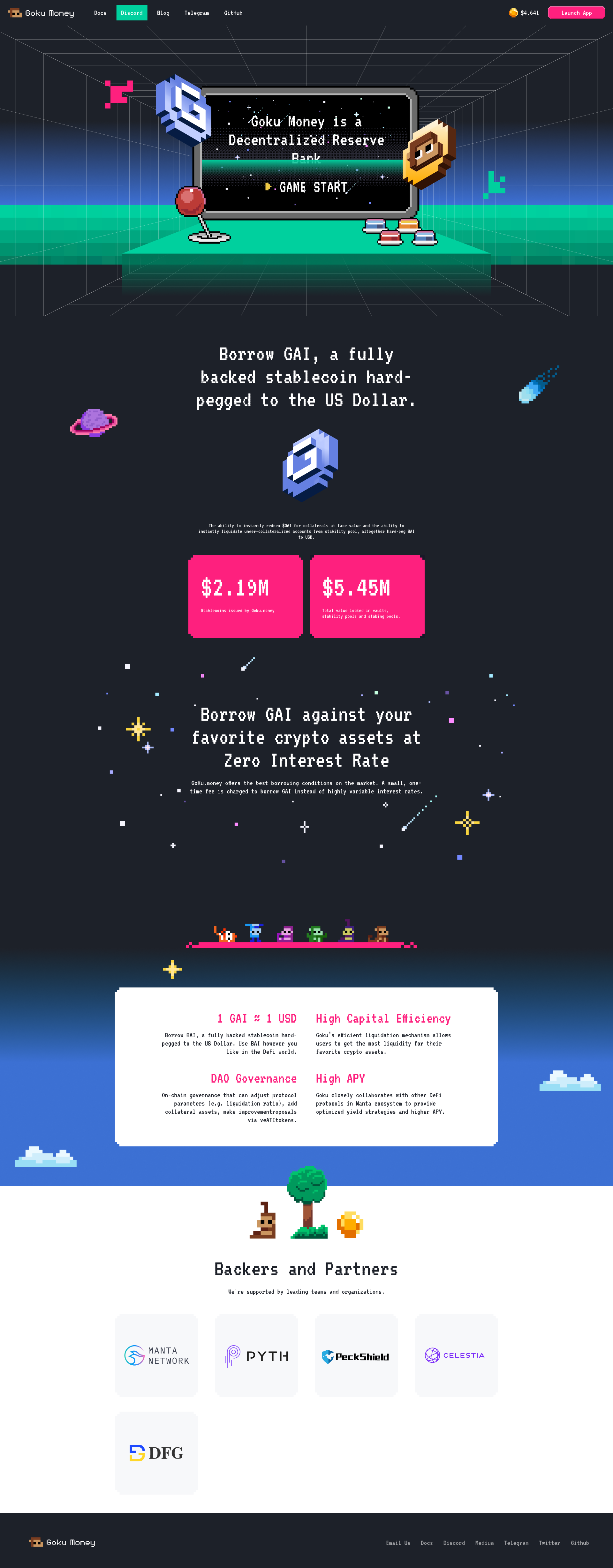 Stablecoin App defi landing page swap web web3