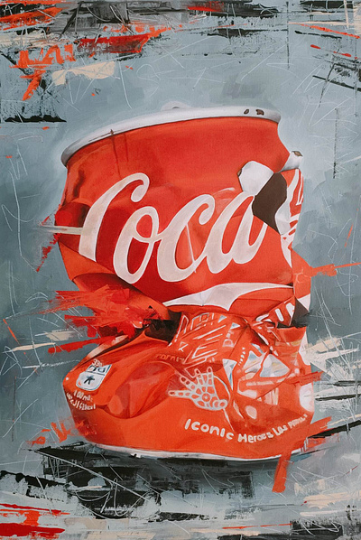 Crushed Coca Can art coca cola cola can oil on canvas oil painting