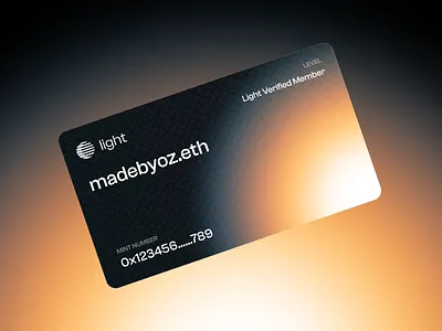 Light Verified Member’s Card branding card graphic design light logo motion graphics nft ui web3