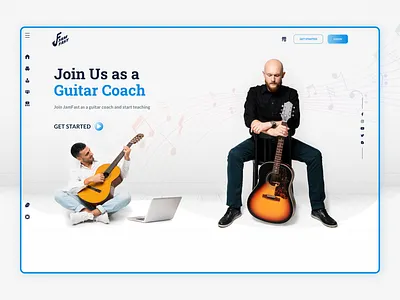 JamFast - Coach application branding clean education figma guitar instrument landing page learning lms modern music online lessons online school simple ui ux ux design webdesign website