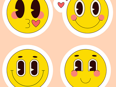 Emoji 80s adobe illustrator cute design emoji graphic design illustration logo love smile sticker vector
