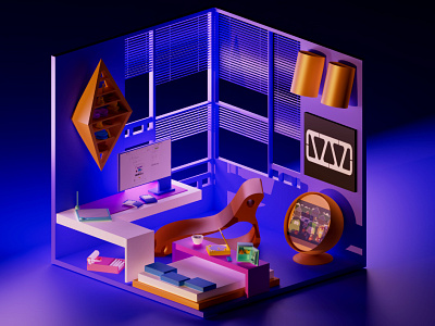 3D Room — Future 3d 3droom books cg cinema4d computer light pad pc rozov vinyl visualisation window wnbl