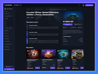 Game Marketplace - Trade Game Skins & Items card ui csgo description dota2 gambling game game items game page gaming lol market marketplace purchase sale sell shop skins trade trading wow