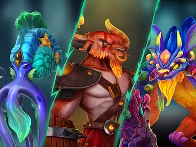 Alchemic World - Pets Collection 2d 3d alchemy blockchain bull characters crypto dark fantasy dragon fantasy game game characters gamefi gaming illustration magic mascot nft octopus web3