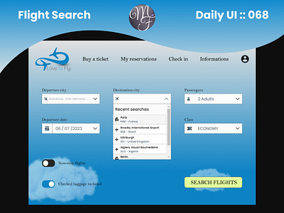 Flight Search Daily UI 068 branding call to action cta daily ui date design destination flight search graphic design illustration logo passenger reservation search tourism travel user ux vector website