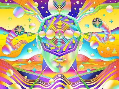 Emperor of the Cosmos abstract affinity designer art direction fun glow graphic illustration illustrator landscape personal psychedelic retro sci fi science fiction space surreal texture vector vivid