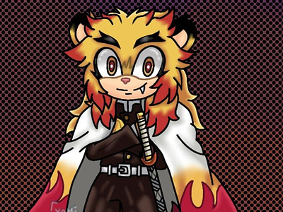 Rengoku, the Fire Lion anime art artist artwork demon slayer demonslayer design digitalart digitalartist drawing illustration