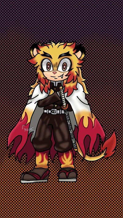 Rengoku, the Fire Lion anime art artist artwork demon slayer demonslayer design digitalart digitalartist drawing illustration