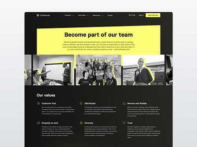 ClickHouse's Careers Page branding careers careers page clickhouse design job openings jobs ui ux