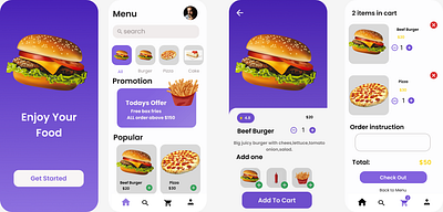 Food Ordering Mobile App Design in Figma app figma react reactnative ui uiux