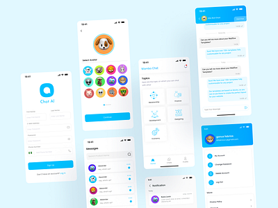 Chat Al app app project app ui avatar chat chat al chat app design log in profile ui uiux upload avatar user experience