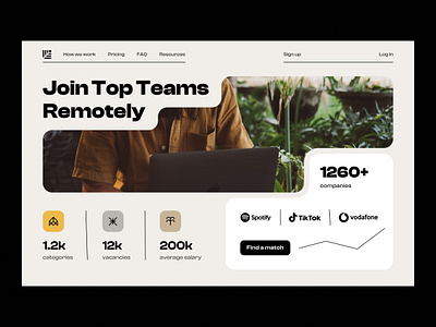Remote Job Opportunities - Landing page application cards contract figma global graphic hire hr job job searching landing page platform remote saas software talent technology tool web design web page