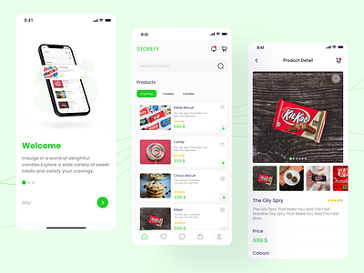 Storefy App app app project app ui design home page mobile app onboarding product detail product selling ui uiux user experience