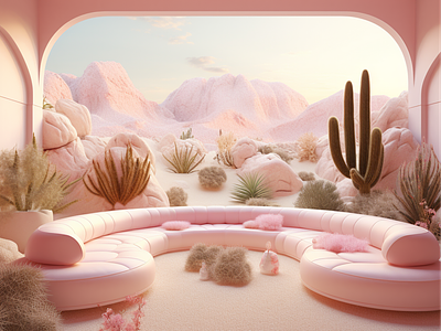 Desert oasis 3d cinema4d desert desert oasis digital art digital oasis dreamlike dreamscape oasis pink surreal surrealart surrealism