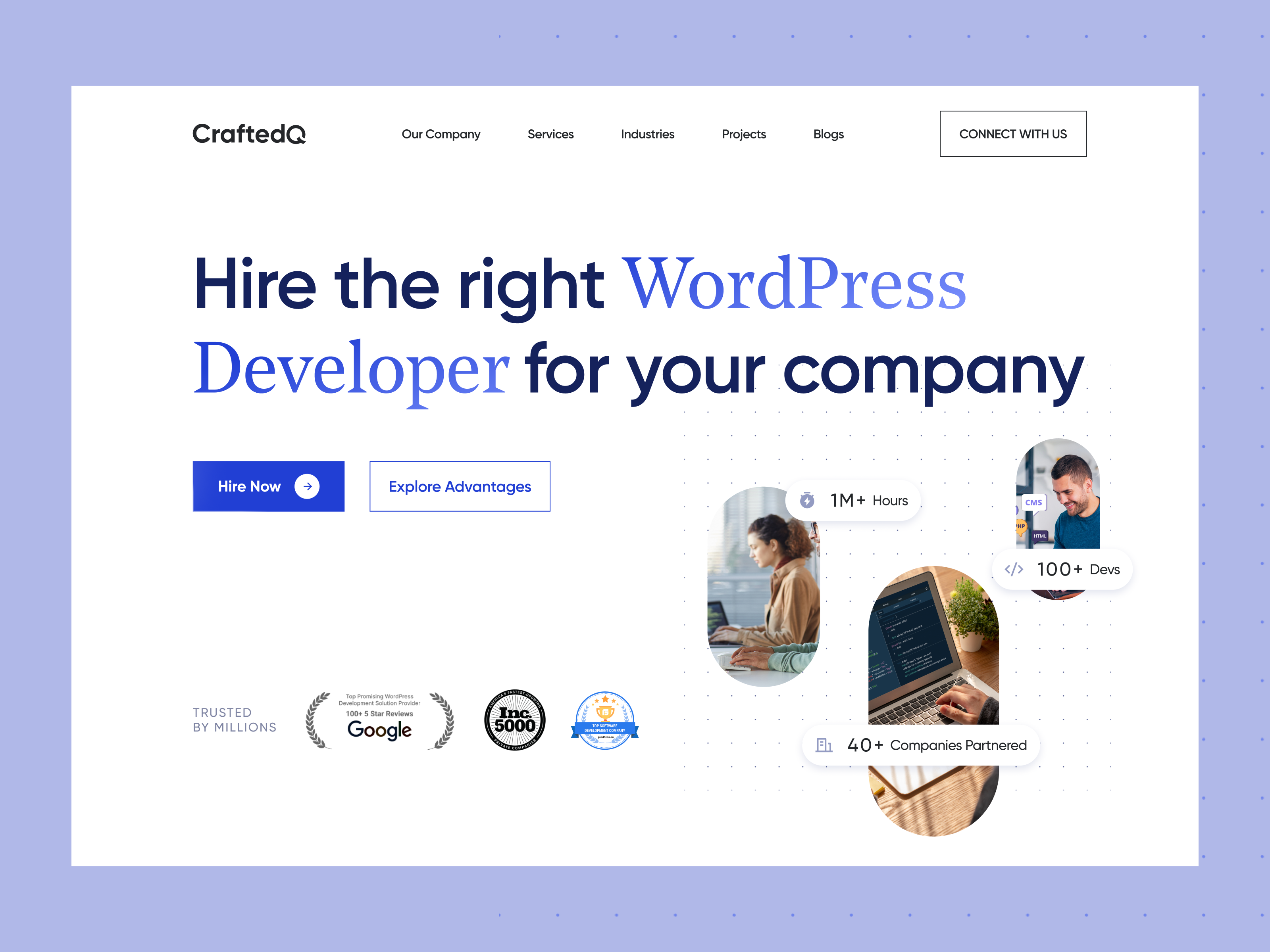 Developer Hiring Landing Page Design design hero section hiring landingpage minimal ui design uiux website