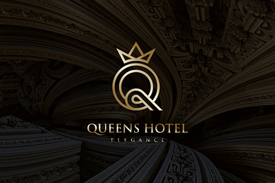 Letter Q Queen Crown Luxury Logo alphabet branding crown design diadem elegant gold graphic design illustration initial king letter letter q logo logo design luxury monogram q queen vector