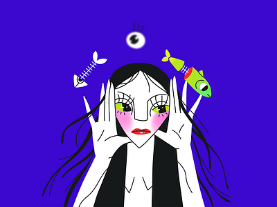 unconsciousness bones character character design emotion eye fish freud girl illustration nature psychology unconsciousness water