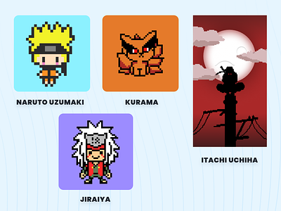 Naruto Characters Pixel Art anime art design illustration naruto pixel pixel art