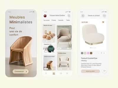 Furniture mobile app ux ui app brand clean daily ui design flat furniture light theme minimalist mobile design modern design ui ux