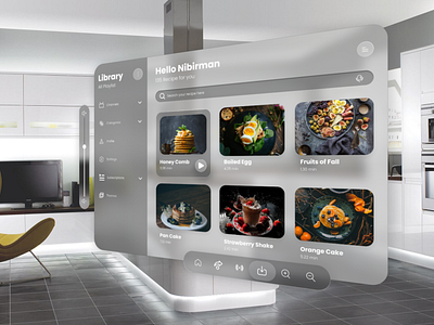 Spatial Ui Design apple dashboard design flat food app food service glassmorphism graphic design media player motion graphics product design spatial ui ui user experience user interface ux web design