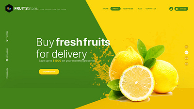 FRUITS STORE --- Fruit Hero Header Template animation app application benar colorful figma foodteck free fruits graphic hero idea illustration landing page logo mobile new uiux webdesign website