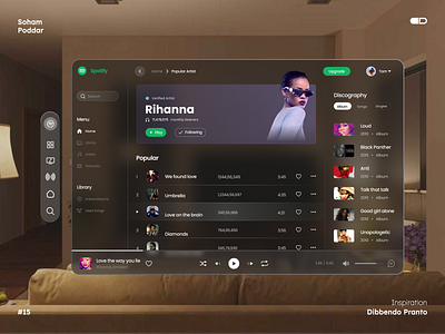 Spotify Vision Pro UI animation app app icon branding build build2 calculator concept daily ui design designdrug graphic design icon illustration logo typography ui ux vector watchmegrow