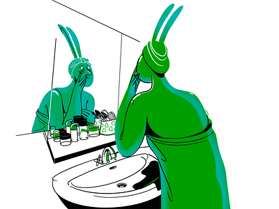 Year of the Rabbit bags under eyes bathroom beauty bunny character illustration rabbit vector art year of the rabbit