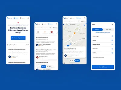 LU Serve App app community service desktop mobile ui university