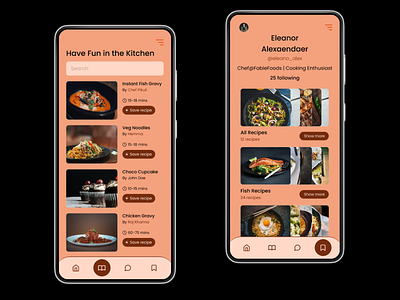 Recipe Sharing App app brown design earthly figma food hotel mobile pastel color recipe sharing traditional userinterface