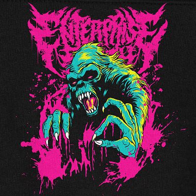 T shirt Illustration- Sasquatch band deathcore graphic. horror illustration metalband metalcore vector