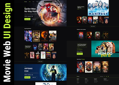 Custom Movie Website landing page UI Design. design designer designing dribble figma footer graphicdesign header hero landingpage software ui uidesign uiux webapp webdesign weblanding website website design websiteuidesign