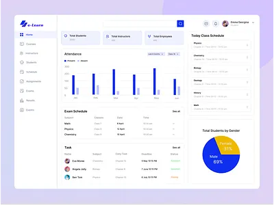 e-Learning Dashboard UI Design Concept. app design branding dashboard dashboard design design e learning education elearn graphic design illustration mobile app design movie app desing school management dashboard ui ui design uiux design user experience user interface user interfaces design ux design