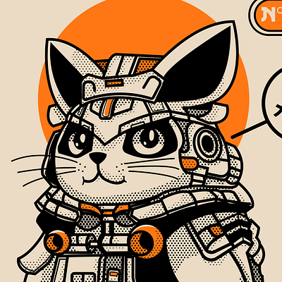 Mecha Cat cat design graphic. illustration japanese manga neko robot vector