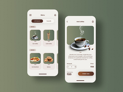 Food/Drink Menu #dailyui #043 app coffee dailyui design food fooddrink menu menu ui ux