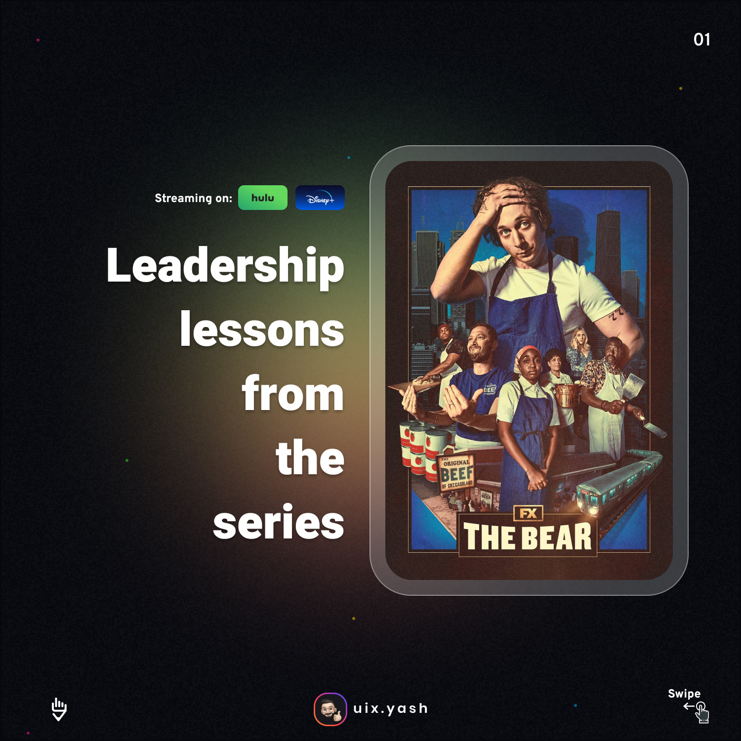 The Bear: Leadership lessons chef cooking design challenge designers life disney disney plus food graphic design hollywood hulu leadership lesson life life lesson quote the bear ui design ui inspiration uiux web series
