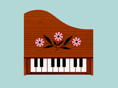 Toy Piano flower illustration instrument keyboard motif music piano retro toy vector vintage wood