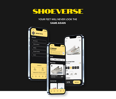 Discover Endless Style with Shoeverse Sleek UI Design branding design figma mobile app shoes app ui ui design ui designer uxui