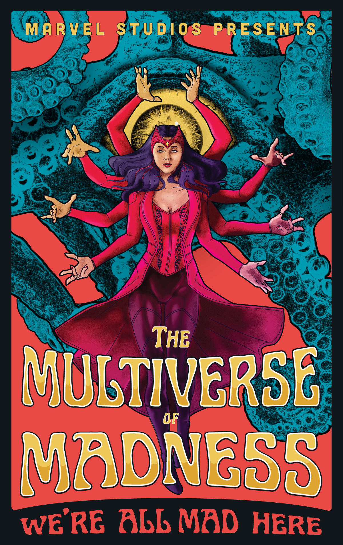 Marvel's Multiverse of Madness avengers character design digital art digital drawing digital illustration doctor strange illustration marvel comics movie poster scarlet witch superhero x men
