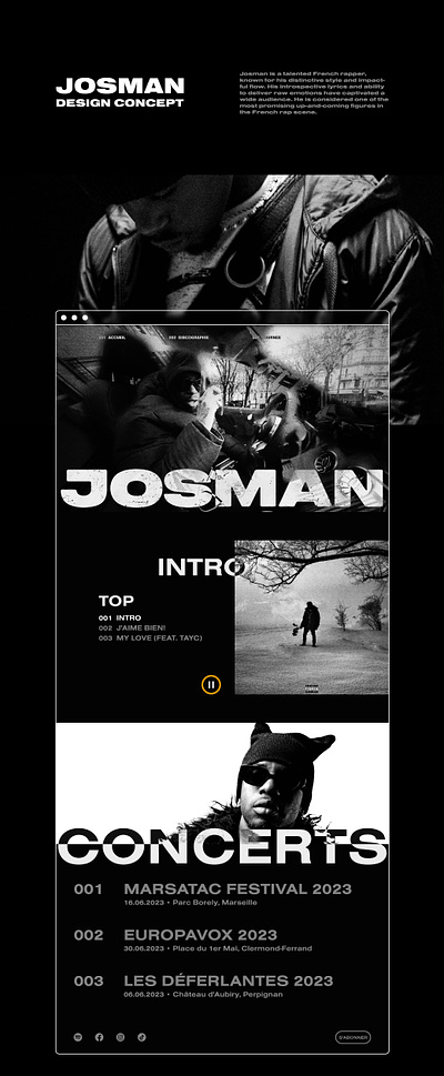 JOSMAN - WEB DESIGN PROJECT artist design french graphic design josman music rap rapper ui ux web