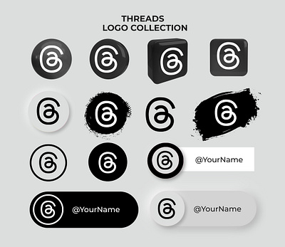 Social Media Threads Logo Icon Pack graphic design icons pack illustrator logo social media social media icons social media logo threads threads logo