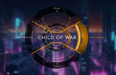 Child of War - Main menu 2.0 cyberpunk design game gaming menu ui