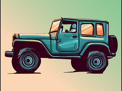 Vector Jeep Illustration Design branding business color design graphic design green illustration jeep orange travel ui ux vector