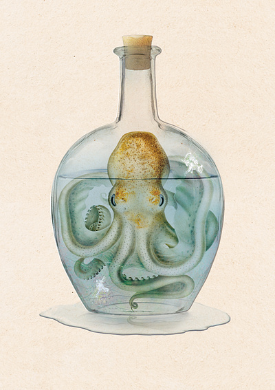 Breaking Free design graphic design illustration nature ocean octopus retro squid vintage