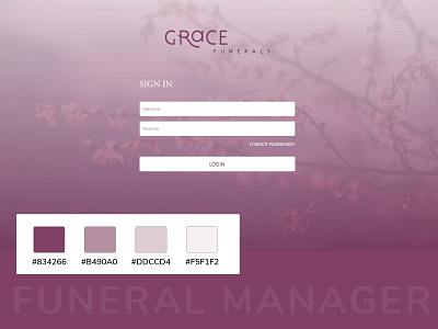 Funeral Manager Database Design color palette funeral ui