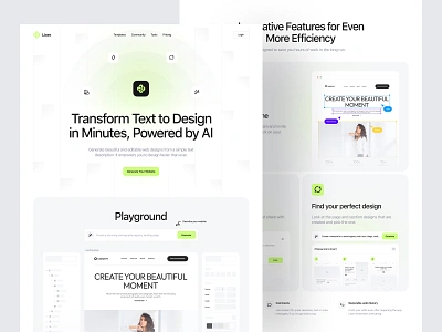 Liner - AI Web Builder Landing Page ai ai landing page ai tools ai website artificial intellegence builder clean generator landing page minimalist modern no code builder no code website product design ui web builder web creator web design web development website