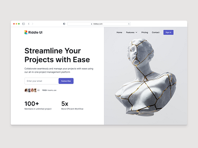 Riddle UI - Hero section dashboard design design system design sytems figma figma design hero section home page landing page product design riddle ui ui ui design ui kit user interface ux web design