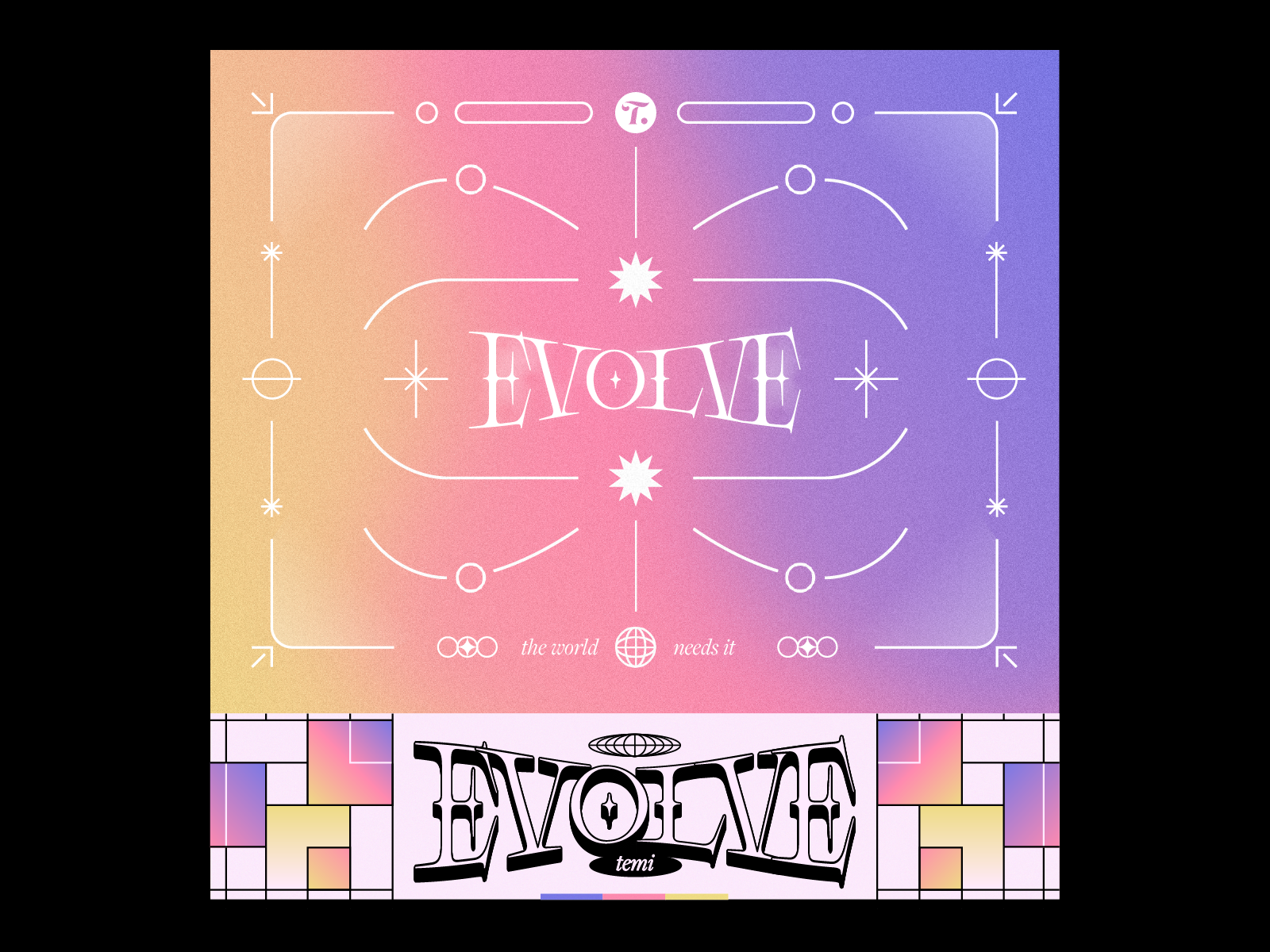 EVOLVE✨ custom type design display gradient graphic design icon poster poster design type design typography vector